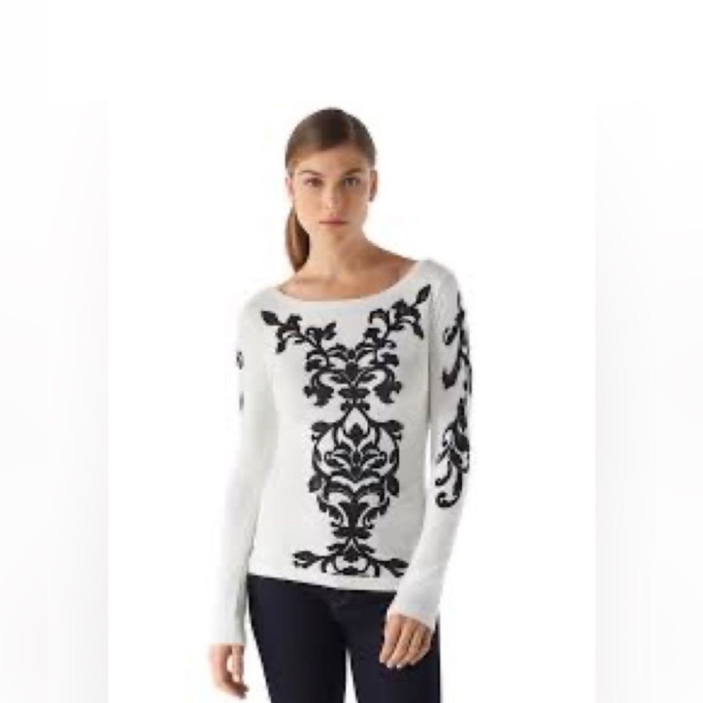 White House Black Market Scroll Print Sweater
